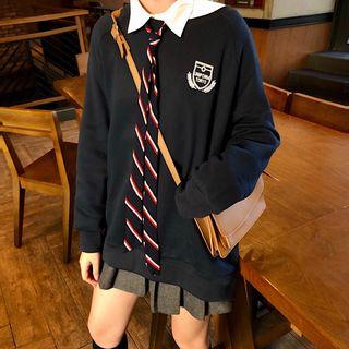 Tie-neck Embroidered Pullover