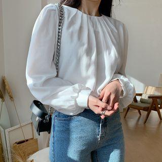 Pintuck-front Tie-back Blouse