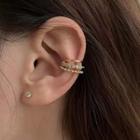 Layered Rhinestone Alloy Cuff Earring 1 Pc - Gold - One Size