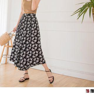 High-waist Floral Chiffon Wide-leg Pants