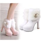 Furry Trim High Heel Ankle Boots