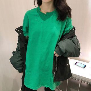 Plain Ripped Short Sleeve T-shirt