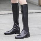 Genuine Leather Zipper Long Boots