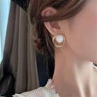 Faux Pearl Twill Alloy Hoop Earring 1 Pair - Gold - One Size