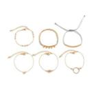 Set Of 6: Heart / Hoop / Faux Pearl / Alloy Bracelet (various Designs) Gold - One Size
