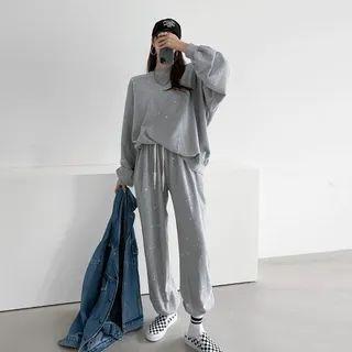 Paint Splatter Set: Drop-shoulder Sweatshirt + Jogger Pants