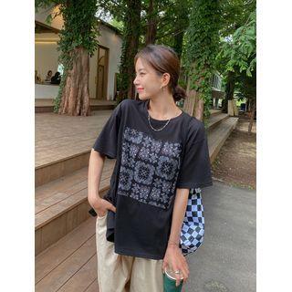 Plus Size Paisley-print Loose-fit T-shirt