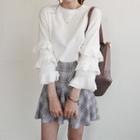 Ruffle-tiered Sleeve Cotton Top