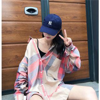 Check Loose-fit Shirt / Plain Hooded Dress