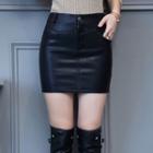 Genuine Leather A-line Skirt