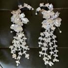 Bridal Flower Faux Pearl Fringed Ear Cuff 1 Pair - White - One Size