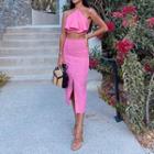 Set: Halter Camisole Top + Midi Skirt