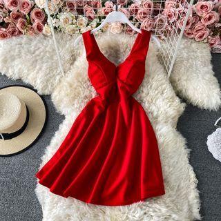 Plain Open Back A-line Dress