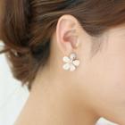Flower Rhinestone Earring 1 Pair - White - One Size