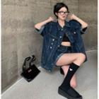 Loose-fit Denim Shacket / High-waist Denim Shorts