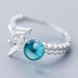 925 Sterling Silver Mermaid & Bead Ring