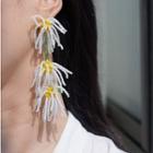 Flower Beaded Stud Earring / Clip-on Earring