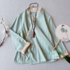 Long-sleeve Floral Embroidered Frog-buttoned Hanfu Top