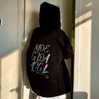 Reflective Lettering Zip Hooded Sweatshirt