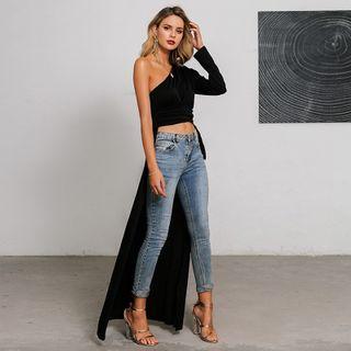 Single Sleeve Irregular Hem Top