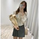 Tie-neck Ruffled Blouse Light Almond - One Size