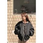 Quilted Lining Bomber Jacket Black - One Size