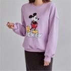 Mickey Mouse Print Napped Sweatshirt