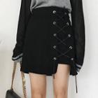 High-waist Lace-up Detail A-line Skirt