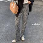 Houndstooth Straight Leg Pants Black & White - One Size