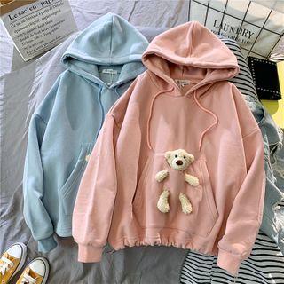 Long-sleeve Bear Accent Hoodie