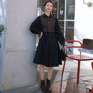 Set: Midi A-line Shirtdress + Cropped Vest
