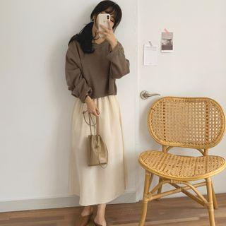 Crewneck Plain Long-sleeve Sweater
