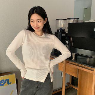 Button-side Ribbed T-shirt