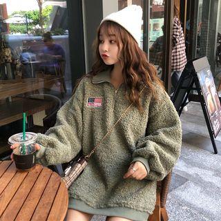 Zip Placket Fleece Sweatshirt