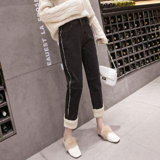 High-waist Shearling Panel Pants