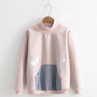 Mock-neck Applique Sweatshirt