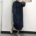 Midi Denim Shirtdress Dark Blue - One Size