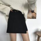 Flap Pencil Skirt With Belt