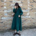 Long-sleeve Maxi A-line Dress Green - One Size