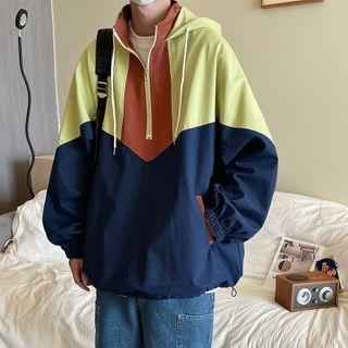 Color Block Half-zip Hooded Jacket