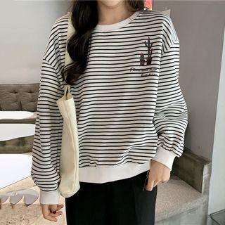Print Striped Loose-fit Sweatshirt