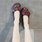 Genuine Leather Flower-accent Flats