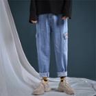 Pocket Detail Wide-leg Jeans