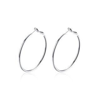 Simple Geometric Round Earrings Silver - One Size