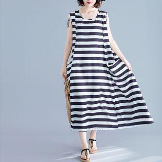 Striped Round-neck Tank Top Dress