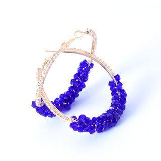 Rhinestone Hoop Earring 1 Pair - Blue - One Size