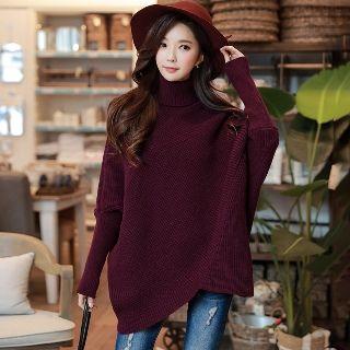 Turtleneck Batwing-sleeve Sweater