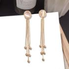 Cat Eye Stone Fringed Earring Gold - One Size