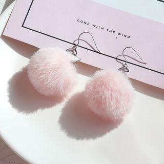 Pom Pom Drop Earring 1 Pair - Pom Pom - Pink - One Size