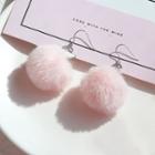 Pom Pom Drop Earring 1 Pair - Pom Pom - Pink - One Size